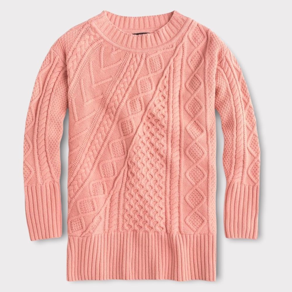 J. Crew Cable-Knit Patchwork Tunic Sweater - image 1